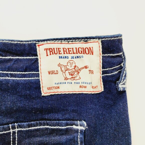 True Religion Rinse Dark Blue Denim Long Cargo Utility Skirt NWT Womens Size 29 - Picture 3 of 14